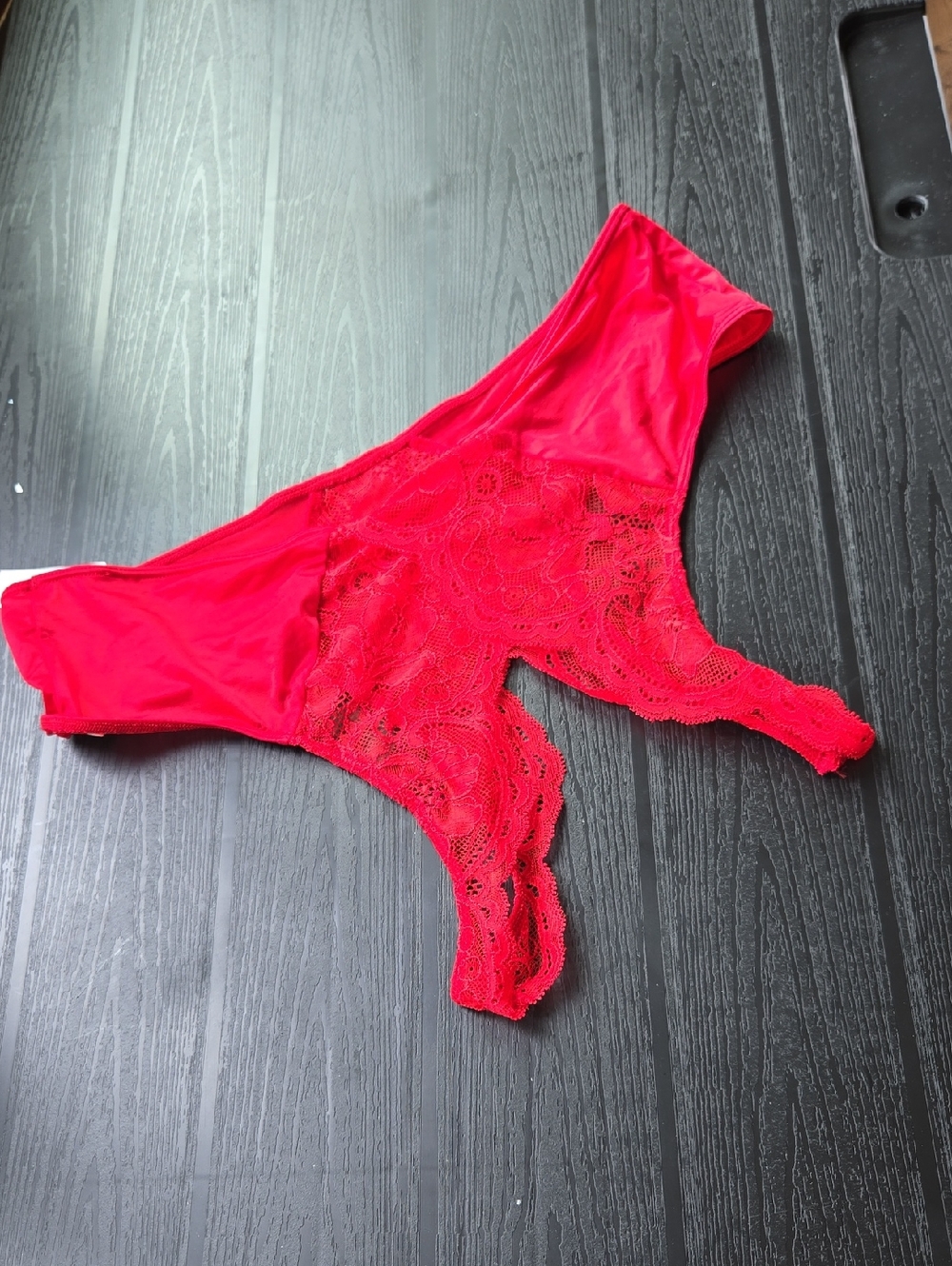 Victoria's Secret Red Lace Crotchless Panty